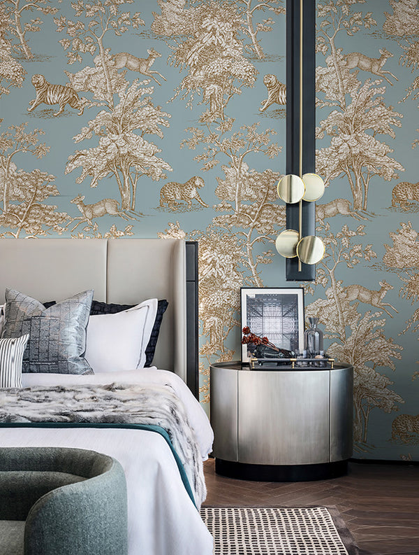 French Blue Forest Wallpaper - Staunton and Henry