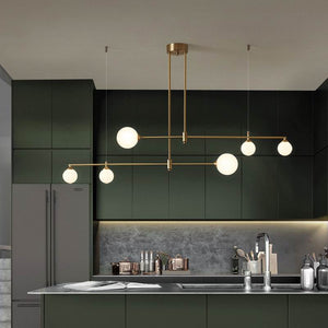 Minimalist Gold and Glass Island Chandelier - Staunton and Henry