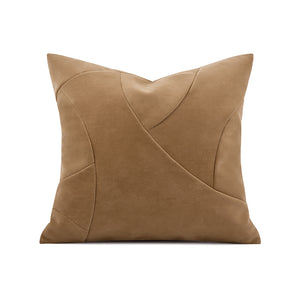 Tan Vegan Leather Throw Cushion - Staunton and Henry