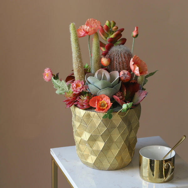 Potted Faux Cactus and Succulent Flower Arrangement - Staunton and Henry