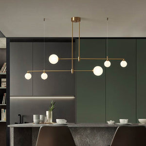Minimalist Gold and Glass Island Chandelier - Staunton and Henry