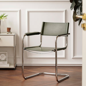 Mid Century S34 Style Leather and Chrome Chair - Staunton and Henry