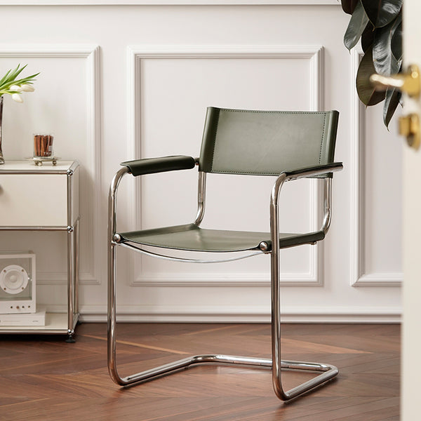 Mid Century Modern S34 Style Leather and Chrome Chair - Staunton and Henry
