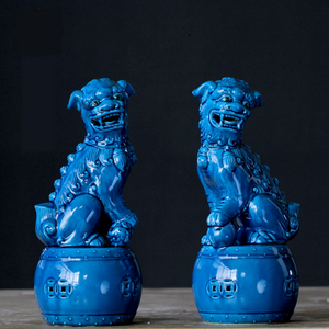 Blue Foo Dogs - Set of 2 - Staunton and Henry