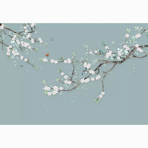 Blue Oriental Cherry Blossom Wall Mural - Staunton and Henry