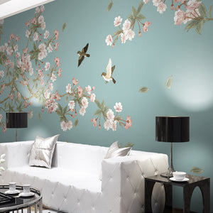 Blue Oriental Cherry Blossom Wall Mural - Staunton and Henry