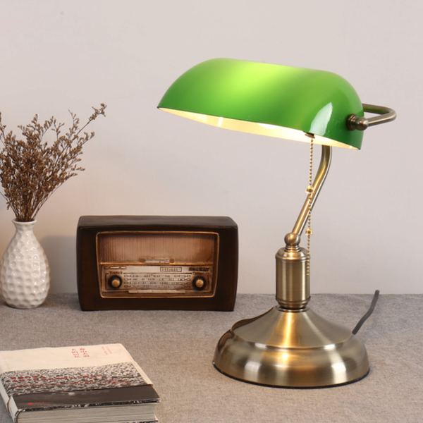 Vintage Bankers Lamp in Green - Staunton and Henry