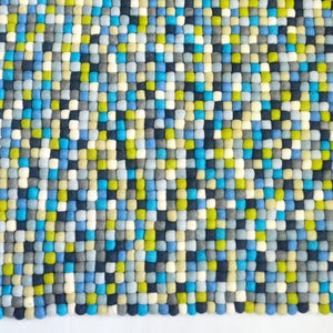 Blue & Green Felt Ball Rug - Staunton and Henry