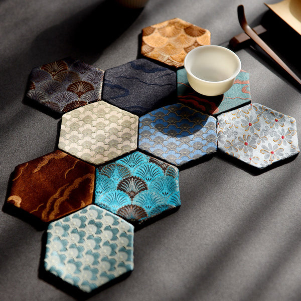 Oriental Silk Coasters - Set of 6 - Staunton and Henry