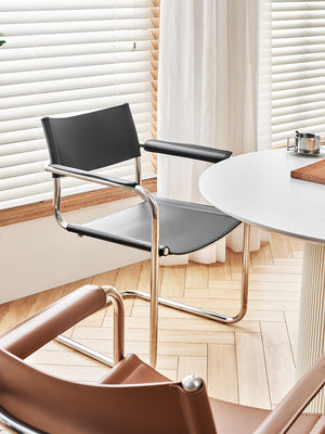 Mid Century S34 Style Leather and Chrome Chair - Staunton and Henry