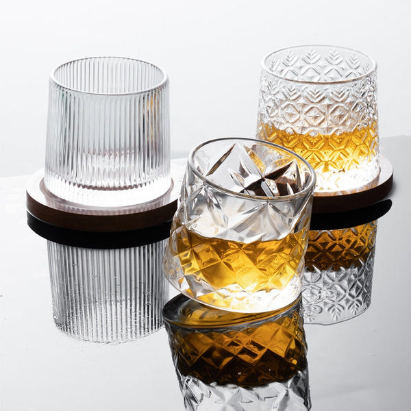 Crystal Cut Flower Design Heavy Base Whiskey Glasses Unique Tumblers for  Drinking