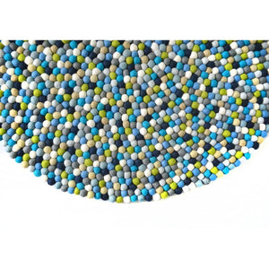 Blue & Green Felt Ball Rug - Staunton and Henry