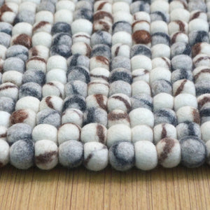 Natural Brown and Grey Felt Ball Rug - Staunton and Henry
