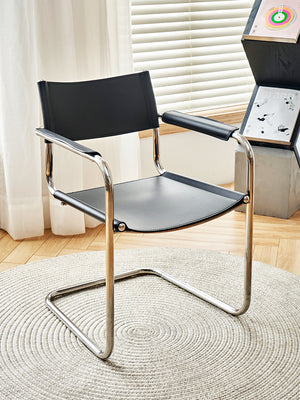 Mid Century S34 Style Leather and Chrome Chair - Staunton and Henry