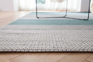 Grey and Turquoise Chunky Weave Rug - Staunton and Henry