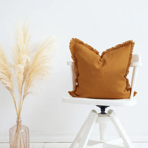 Hazel Fringed Edge Flax Linen Cushion - Staunton and Henry