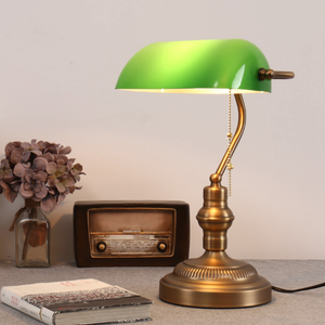 Vintage Bankers Lamp in Green - Staunton and Henry
