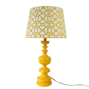 Modern Yellow Lamp & Patterned Shade - Staunton and Henry