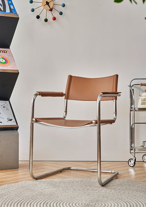 Mid Century S34 Style Leather and Chrome Chair - Staunton and Henry