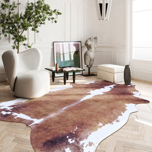 Premium Brown and White Faux Cowhide Rug - Staunton and Henry