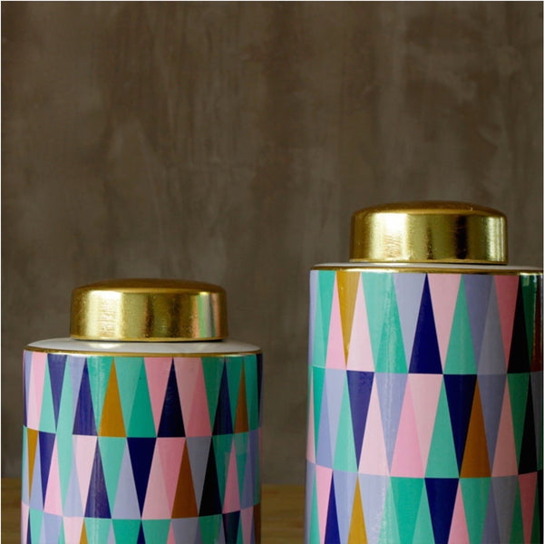 Pastel Geomatric Pattern Urn Vases - Staunton and Henry