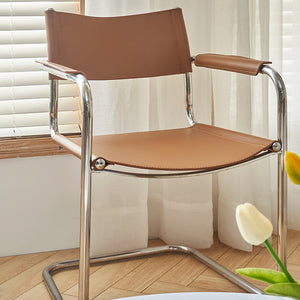 Mid Century S34 Style Leather and Chrome Chair - Staunton and Henry