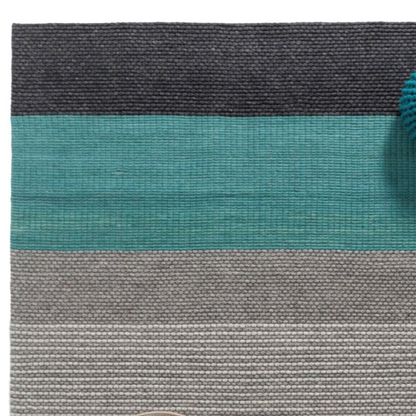 Grey and Turquoise Chunky Weave Rug - Staunton and Henry