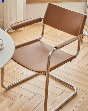 Mid Century S34 Style Leather and Chrome Chair - Staunton and Henry