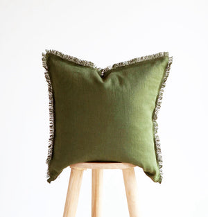 Hazel Fringed Edge Flax Linen Cushion - Staunton and Henry