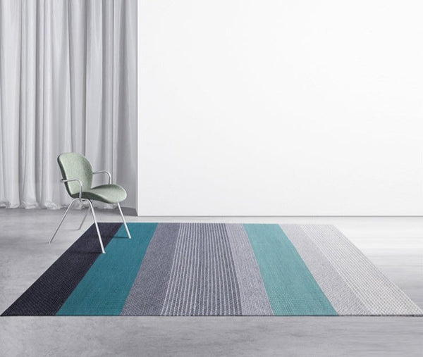 Grey and Turquoise Chunky Weave Rug - Staunton and Henry