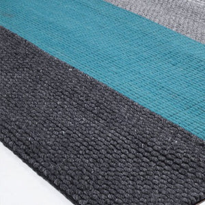 Grey and Turquoise Chunky Weave Rug - Staunton and Henry