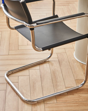 Mid Century S34 Style Leather and Chrome Chair - Staunton and Henry