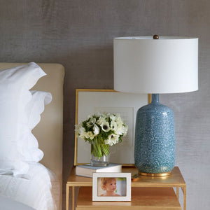 Blue Ceramic Table Lamp with Gold Trim - Staunton and Henry