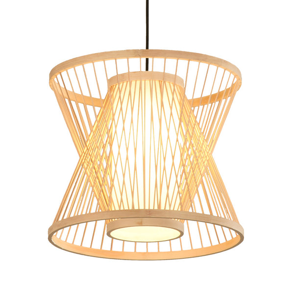 Double Cone Japanese Bamboo Ceiling Light - Staunton and Henry