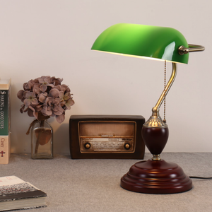 Vintage Bankers Lamp in Green - Staunton and Henry